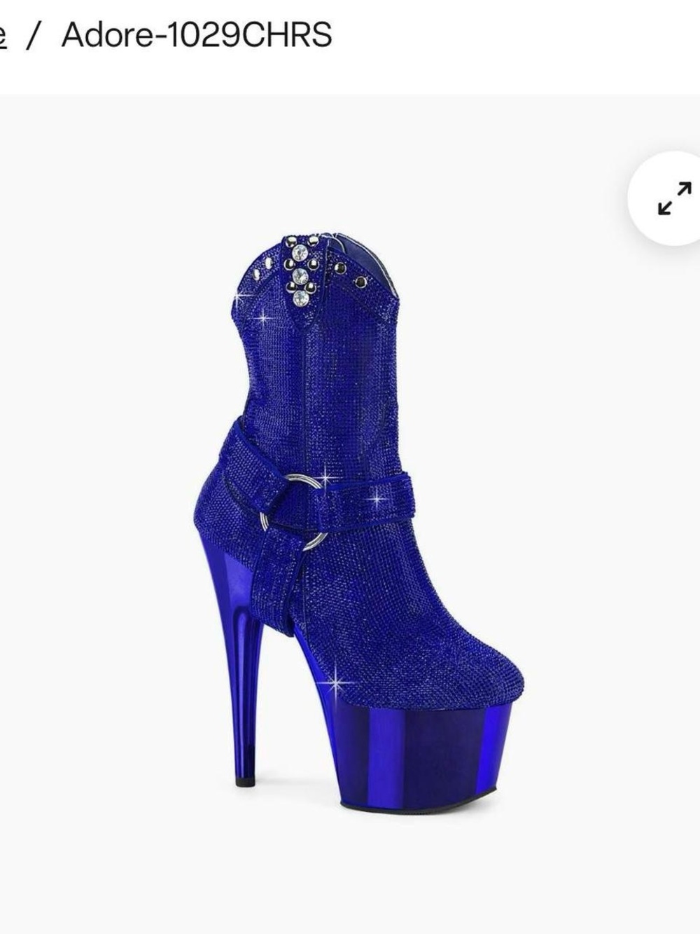 BRAND NEW IN BOX- 7 inch heel
Never worn blue cowboy diamond pleasers